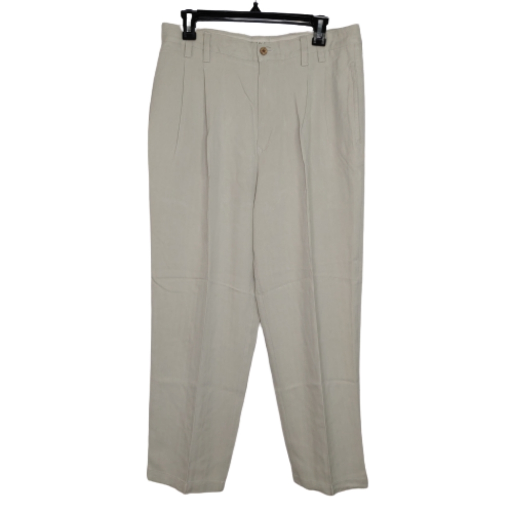 Tommy Bahama Pleated Silk Relax Khaki Pants Sz 33